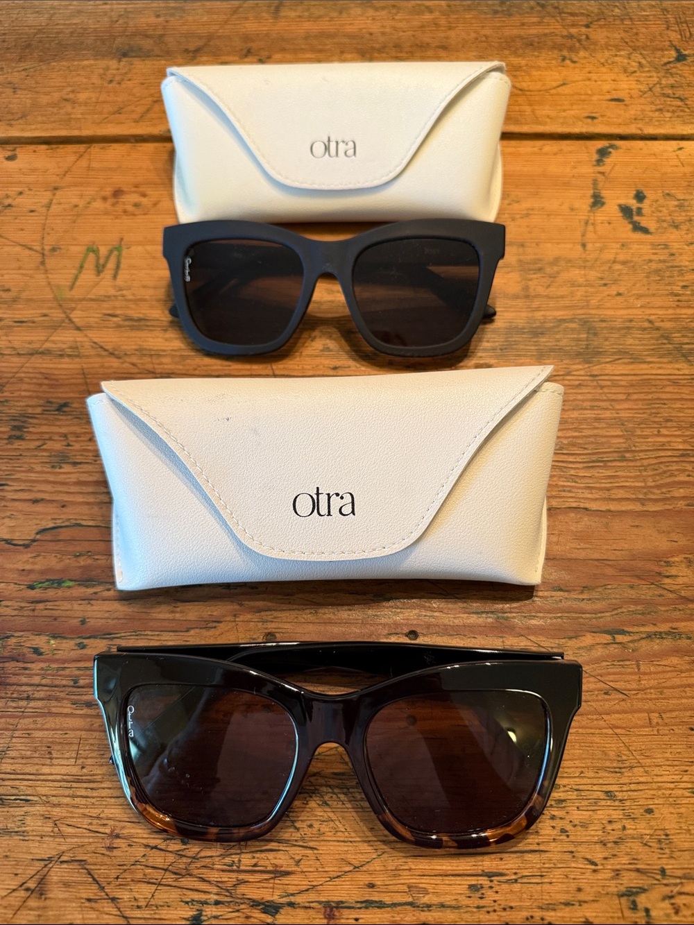 Two Otra Oversized Women's Sunglasses in Black and Tortoiseshell